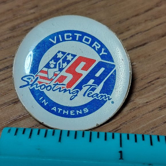 2004 Vintage USA Olympic Shooting Team Victory In Athens Greece Lapel Pin 1" - Picture 4 of 6